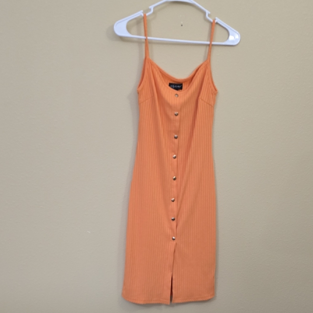 SAY WHAT? new Orange Button-Down Dress Small